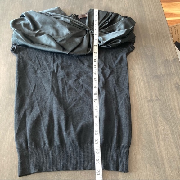 The Limited Black Knit Satin Statement Bow Neckline Top S - Picture 13 of 13